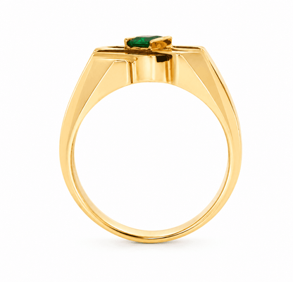 Emerald, Diamond and Onyx Fashion Ring