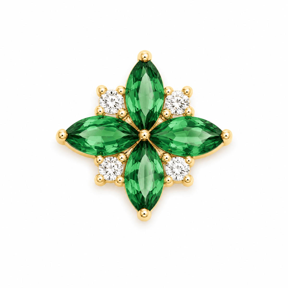 14K Cartilage Green Flower Stud Earrings