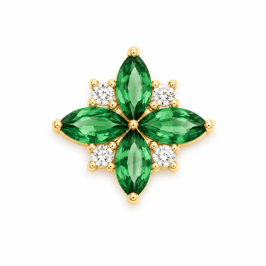 14K Cartilage Green Flower Stud Earrings