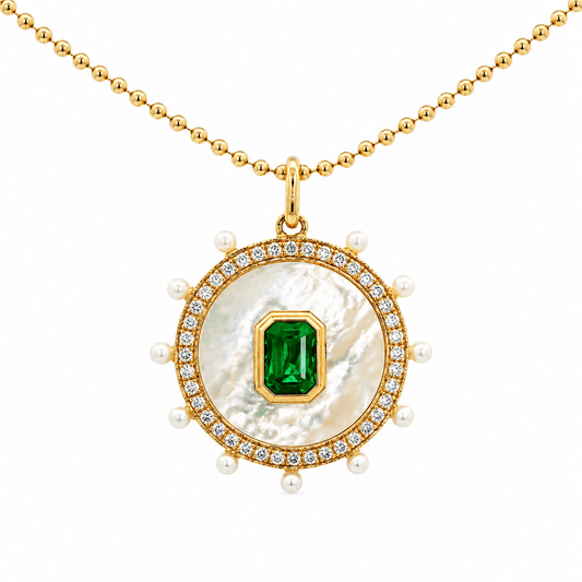 Emerald and Mother-of-Pearl Pendant