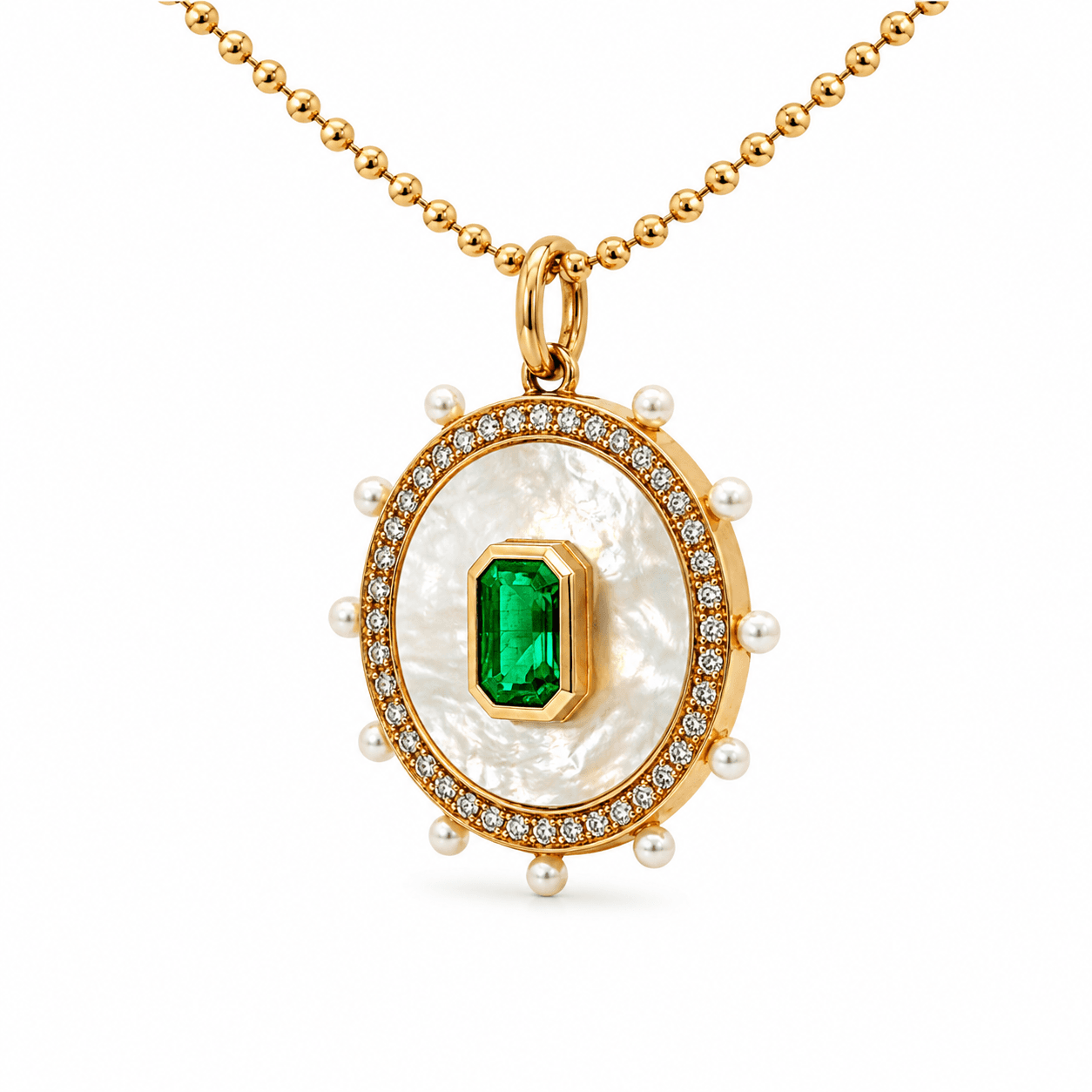 Emerald and Mother-of-Pearl Pendant