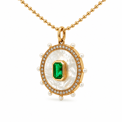 Emerald and Mother-of-Pearl Pendant