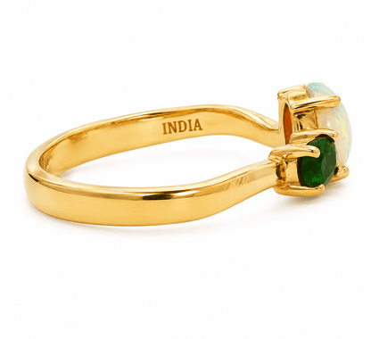 Ethiopian Opal & Chrome Diopside Negative Space Ring