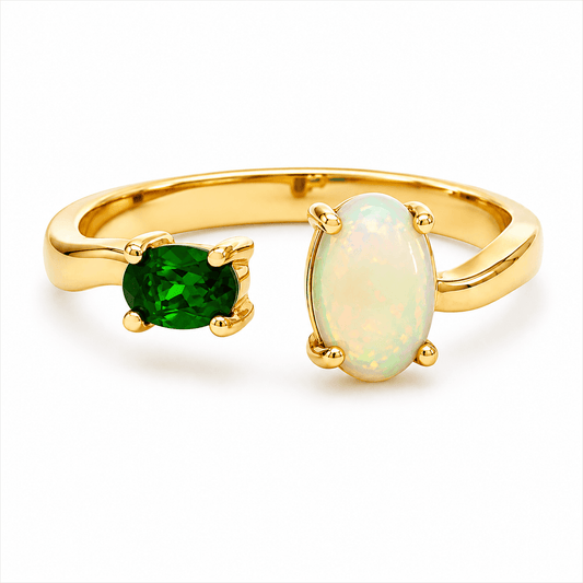 Ethiopian Opal & Chrome Diopside Negative Space Ring
