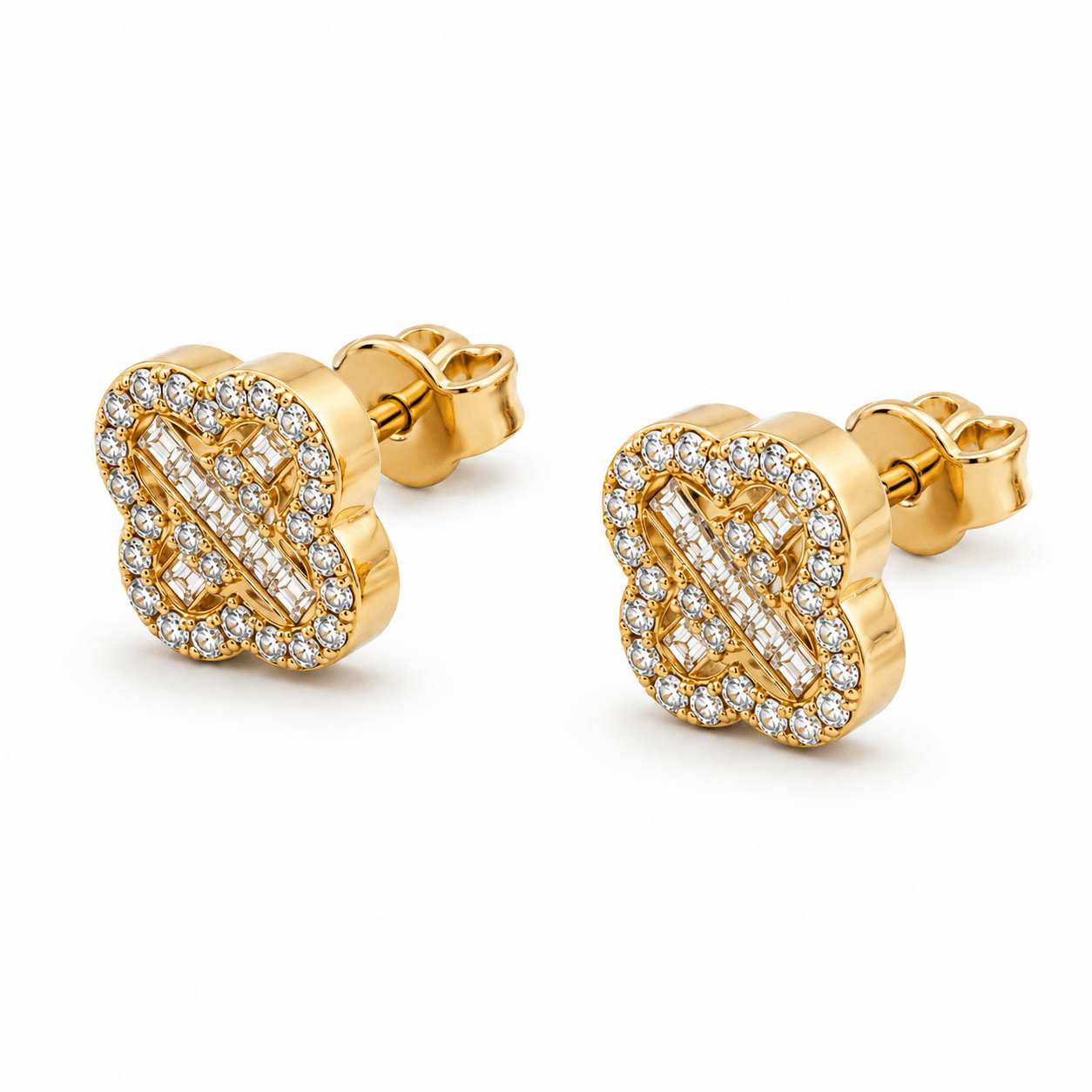 Four-Leaf Clover Diamond Stud Earrings