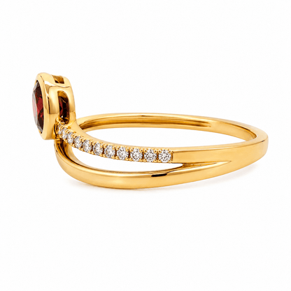 Garnet and Diamond Bypass Ring