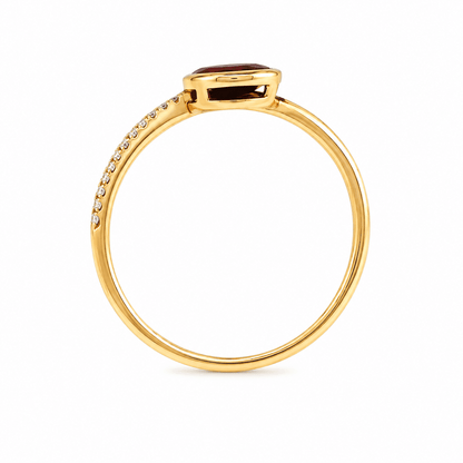 Garnet and Diamond Bypass Ring