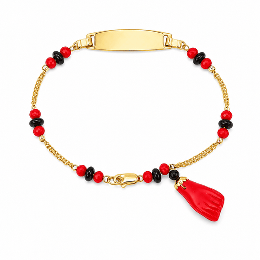 14K Gold Child Mano de Azabache Charm Bracelet