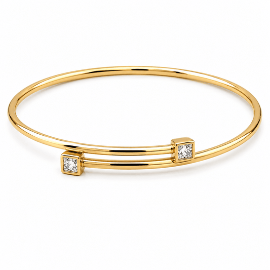 14K Gold Diamond Bangle Bracelet