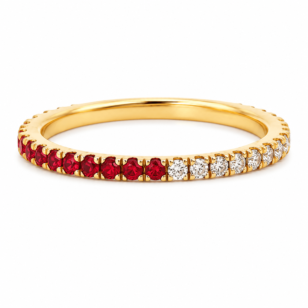 Half Diamond Half Orange Sapphire Eternity Band