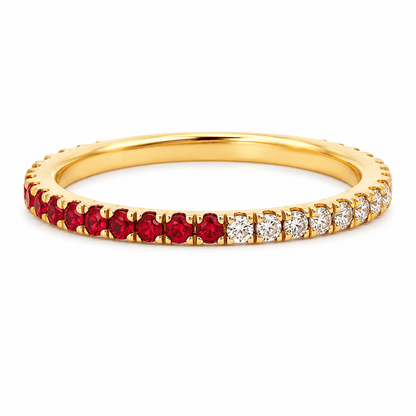 Half Diamond Half Orange Sapphire Eternity Band