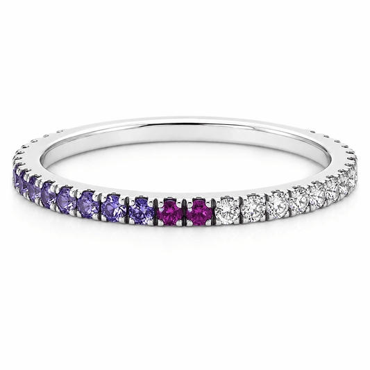 Half Diamond Half Purple Sapphire Eternity Ring