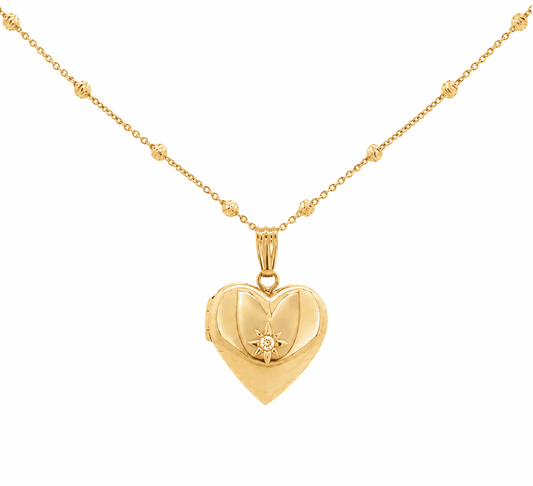 Heart Locket Pendant Necklace with Diamond Accent