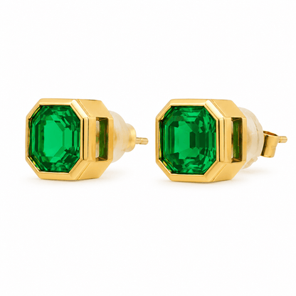 Lab-Created Emerald Stud Earrings