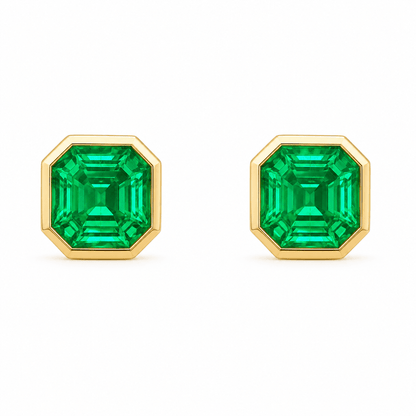 Lab-Created Emerald Stud Earrings