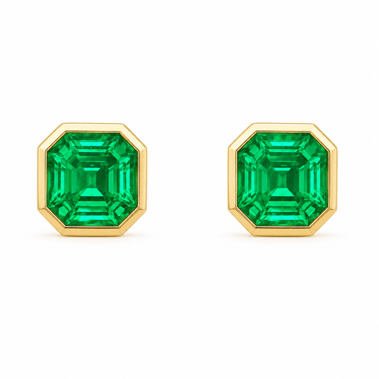 Lab-Created Emerald Stud Earrings