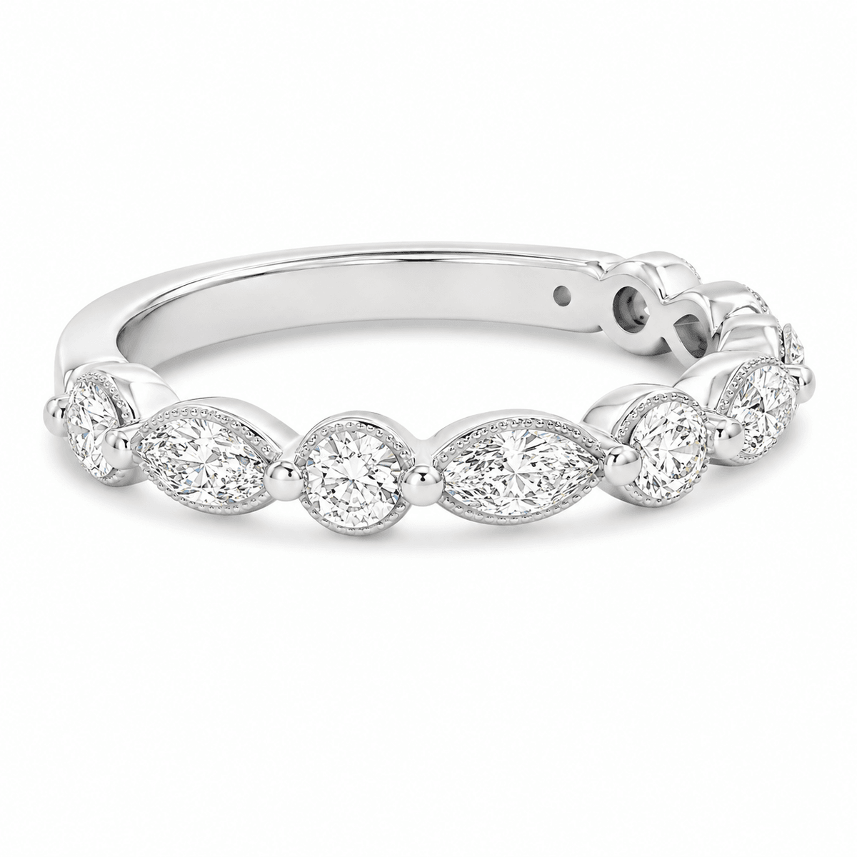 0.69 CT TW. Lab-Grown Diamond Alternating Marquise & Round Wedding Band