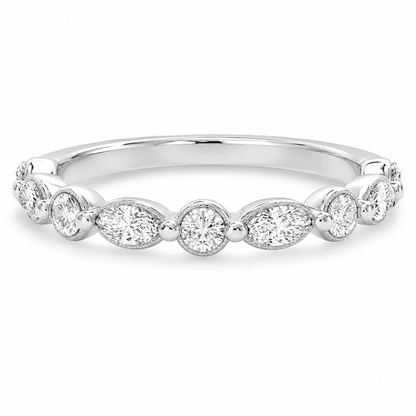 0.69 CT TW. Lab-Grown Diamond Alternating Marquise & Round Wedding Band
