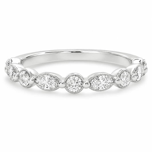 0.69 CT TW. Lab-Grown Diamond Alternating Marquise & Round Wedding Band