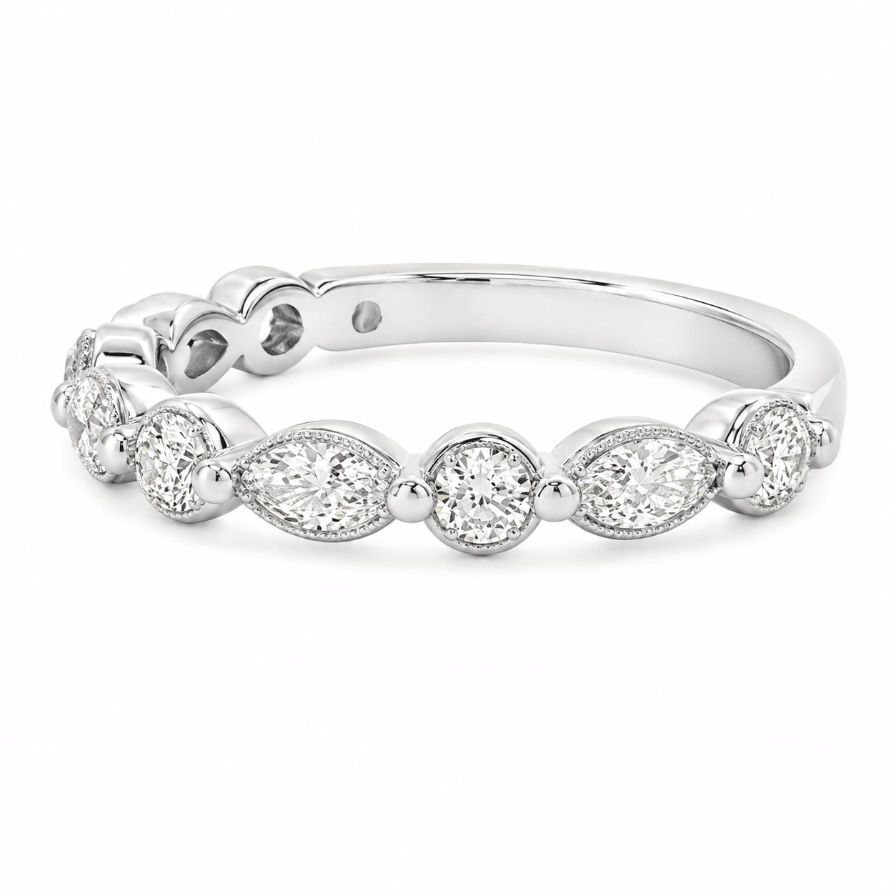 7/10 CT TW. Lab-Grown Diamond Alternating Wedding Band