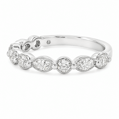 7/10 CT TW. Lab-Grown Diamond Alternating Wedding Band