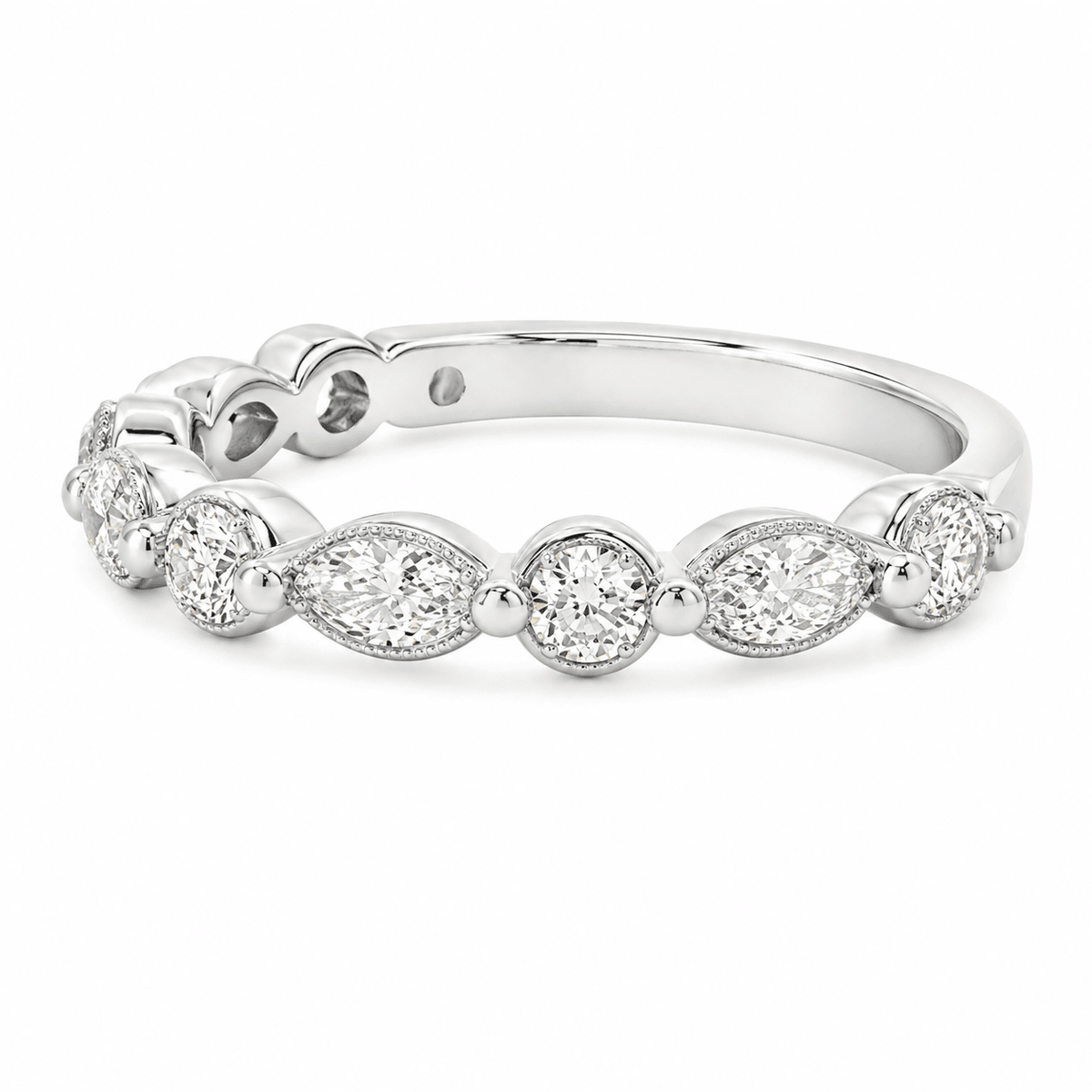 0.69 CT TW. Lab-Grown Diamond Alternating Marquise & Round Wedding Band