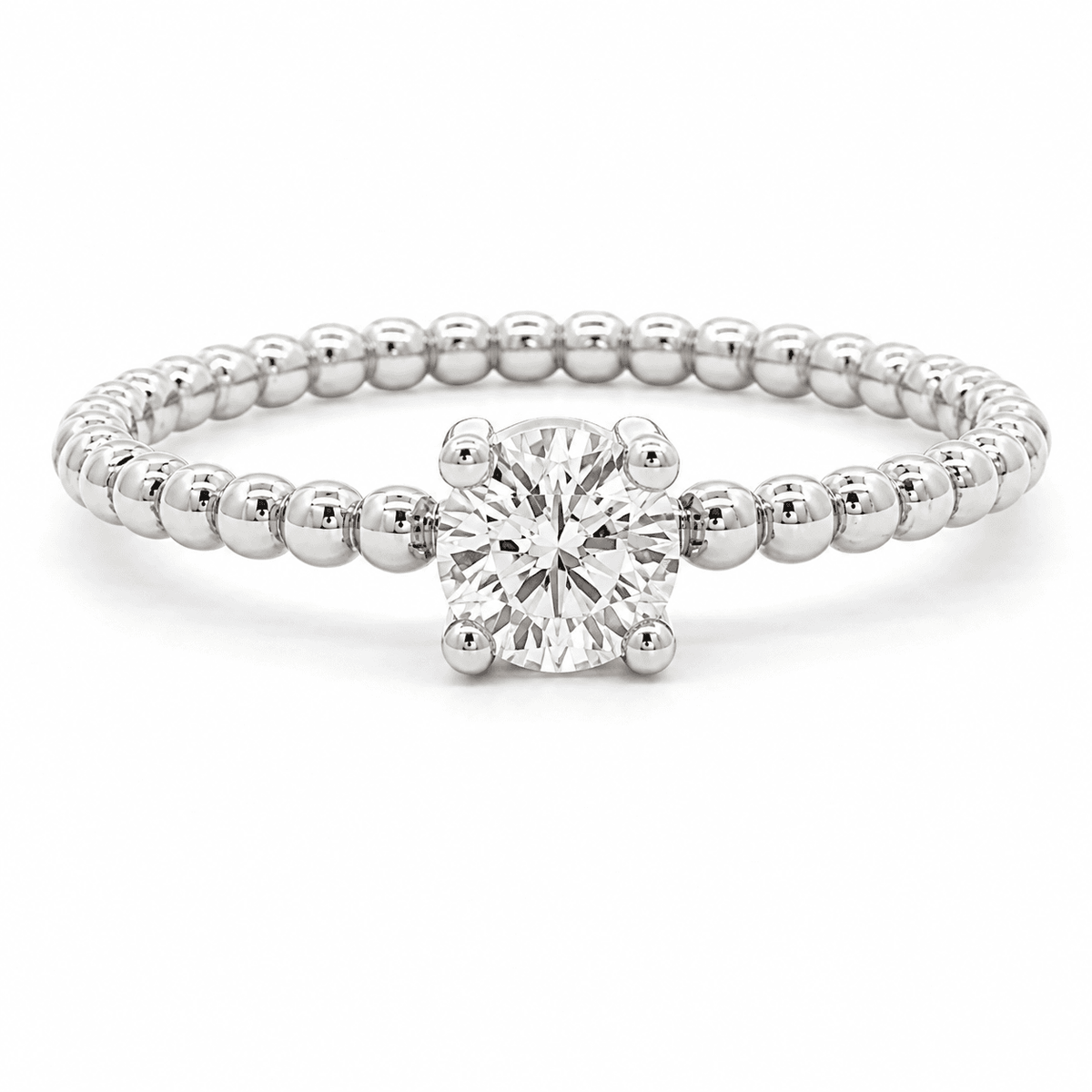 0.44 CTW Lab-Grown Solitaire Diamond Beaded Ring