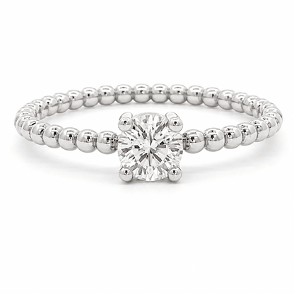 0.44 CTW Lab-Grown Solitaire Diamond Beaded Ring