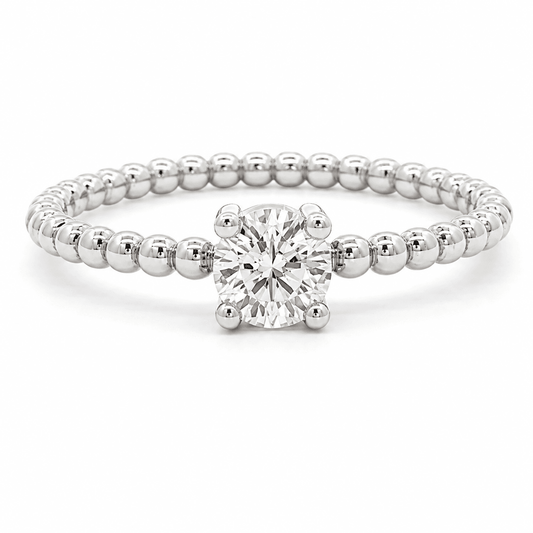 0.44 CTW Lab-Grown Solitaire Diamond Beaded Ring
