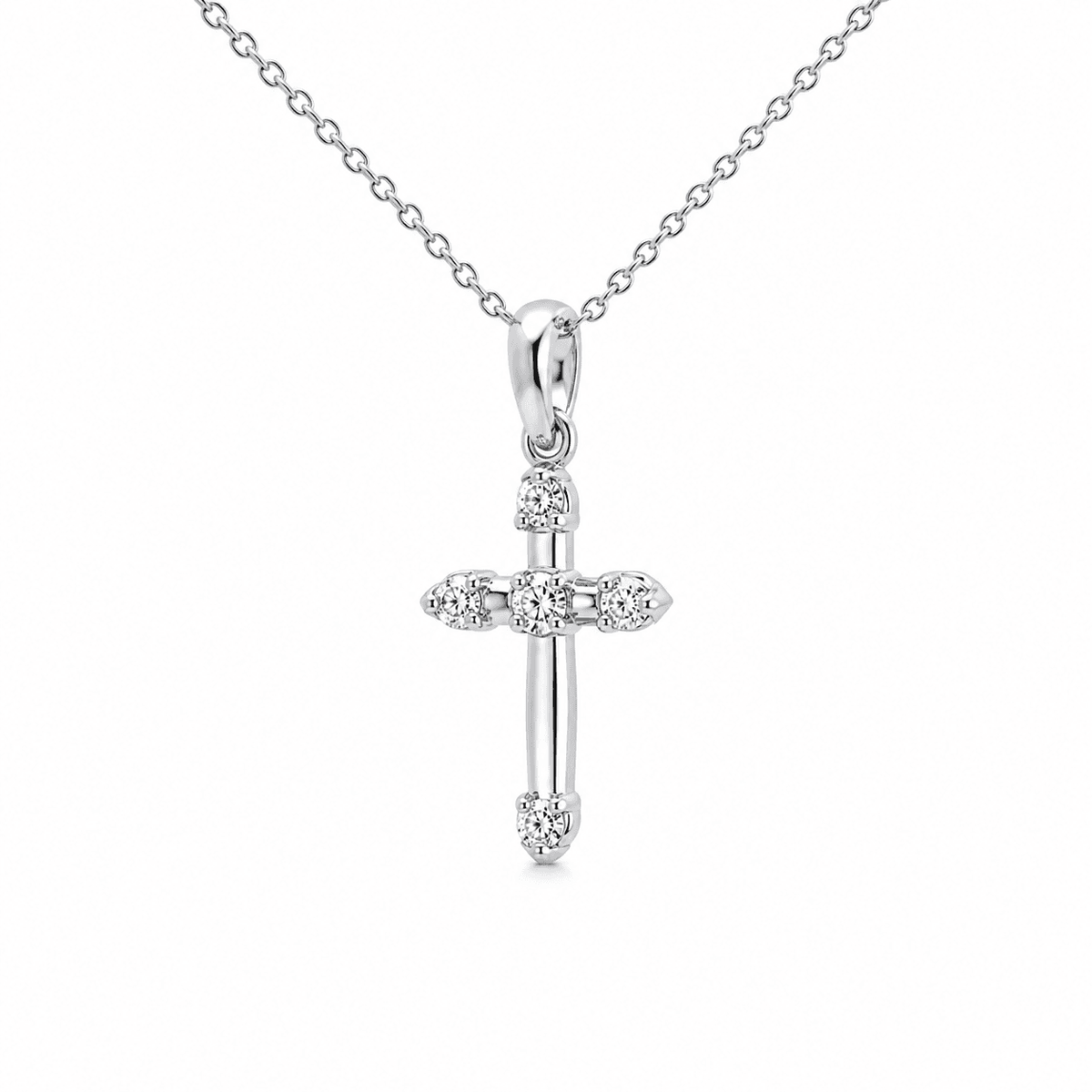 0.07 CT TW. Lab-Grown Diamond Child's Cross Pendant
