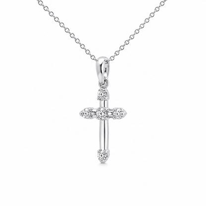 0.07 CT TW. Lab-Grown Diamond Child's Cross Pendant