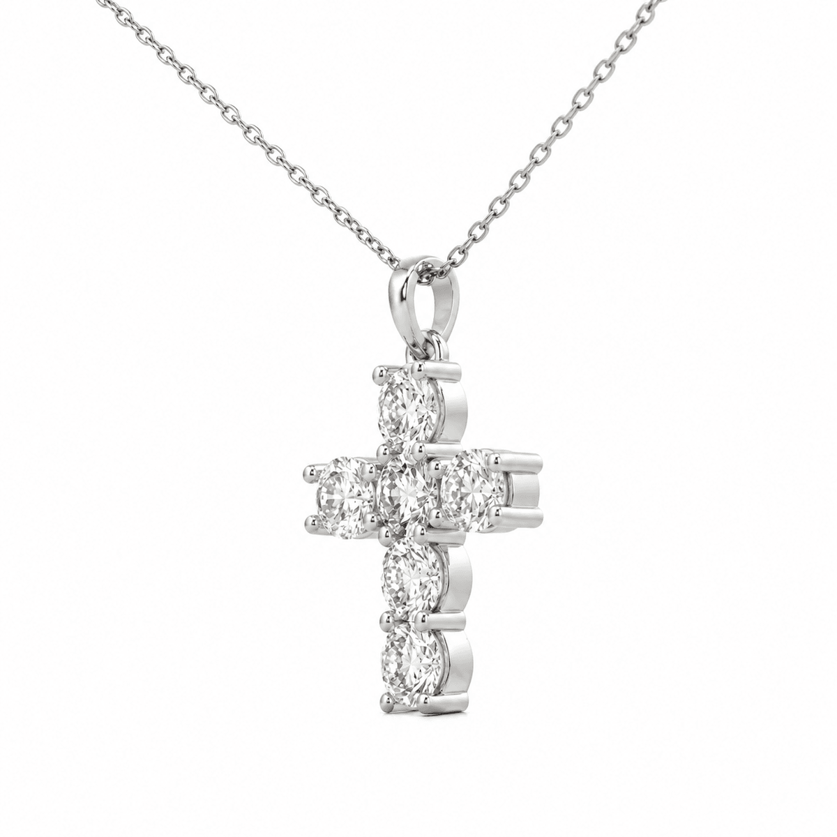 1 CT TW. Lab-Grown Diamond Cross Pendant