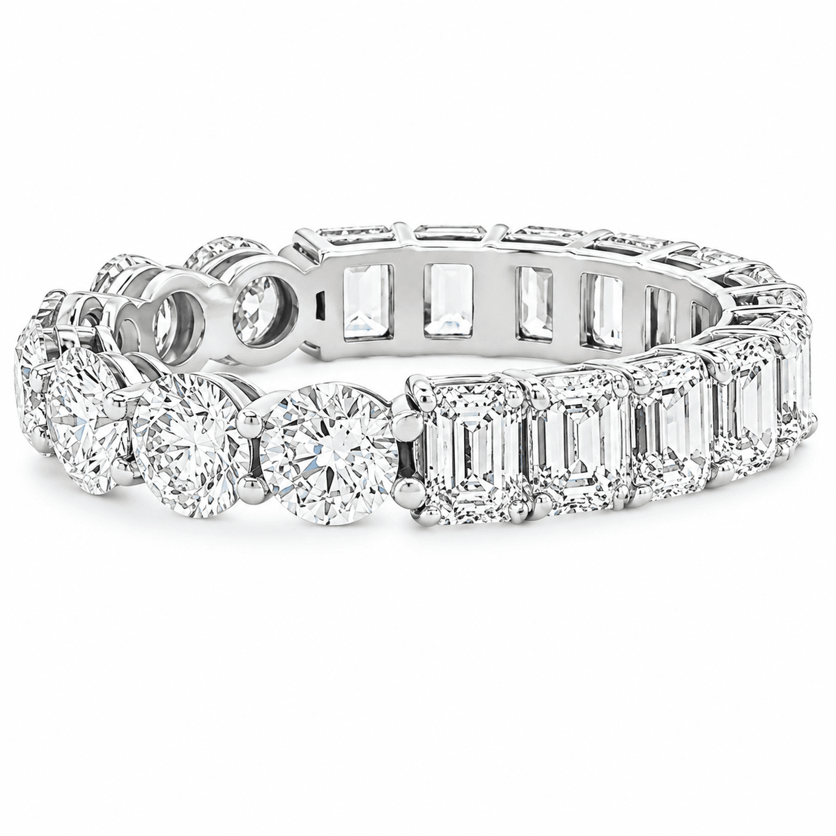 4.56 CTW Lab-Grown Diamond Half Round & Half Emerald-Cut Eternity Band