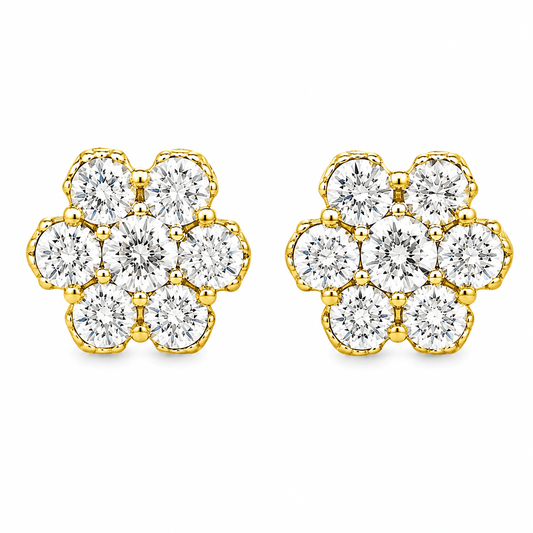Lab-Grown Diamond Flower Stud Earrings