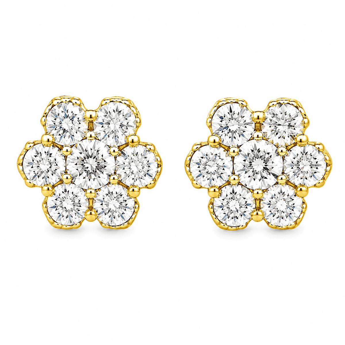 1.26 CT TW. Lab-Grown Diamond Flower Stud Earrings