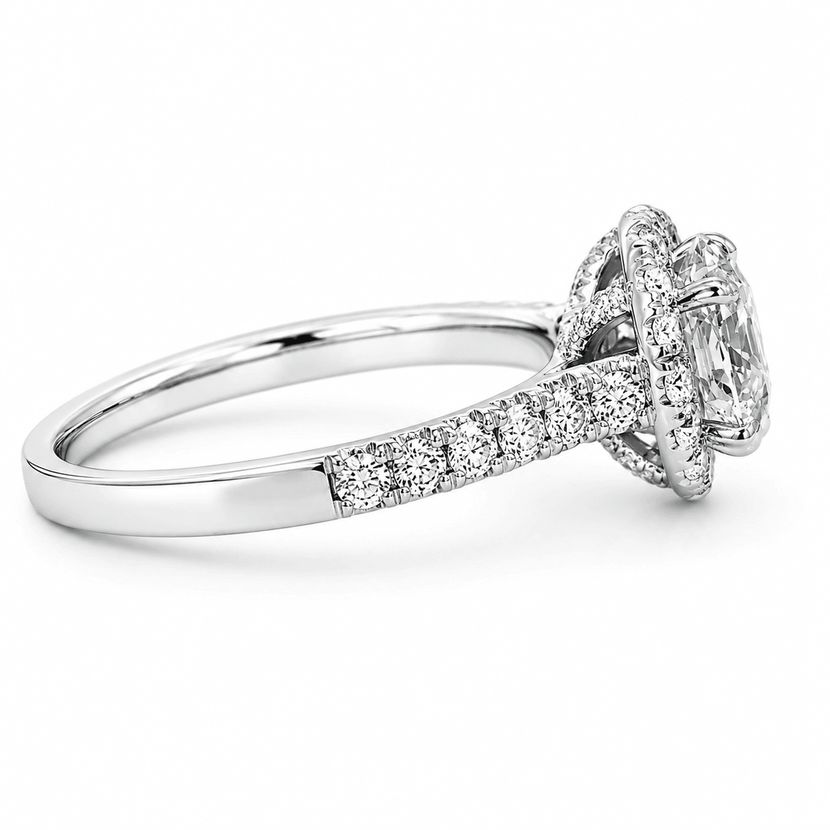 2-1/4 CT TW. Lab-Grown Diamond Halo Engagement Ring