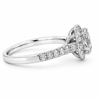 2-1/4 CT TW. Lab-Grown Diamond Halo Engagement Ring