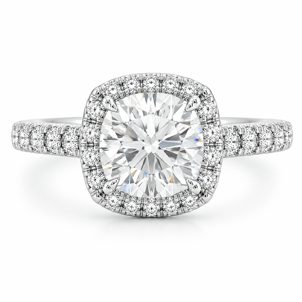 2-1/4 CT TW. Lab-Grown Diamond Halo Engagement Ring