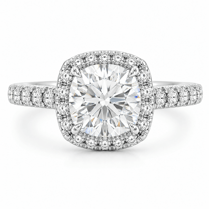2-1/4 CT TW. Lab-Grown Diamond Halo Engagement Ring