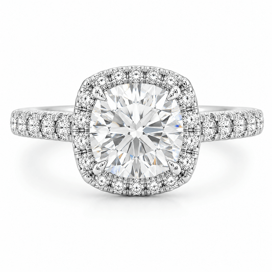 2-1/4 CT TW. Lab-Grown Diamond Halo Engagement Ring