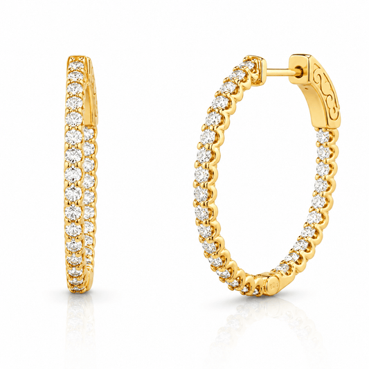 1 CTW Lab-Grown Diamond Inside-Out Hoop Earrings