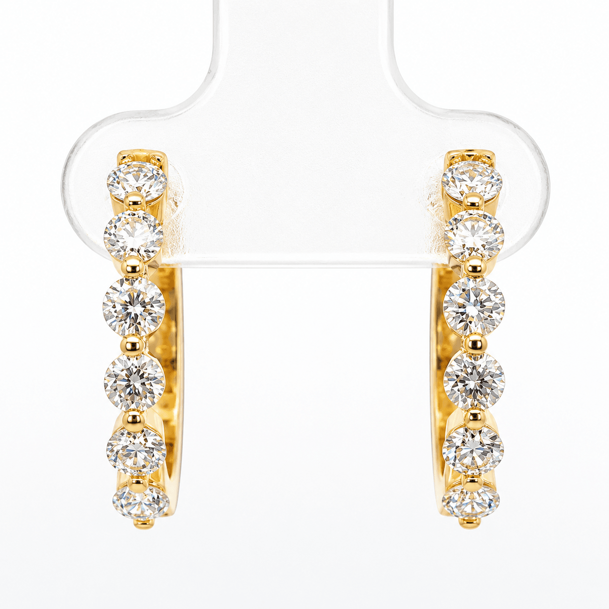 1.25 CTW Lab-Grown Diamond Shared Prong Huggie Hoop Earrings