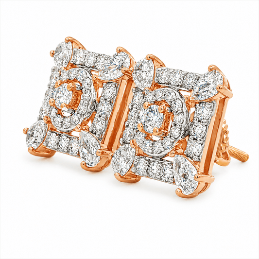 Lab-Grown Diamond Square Halo Stud Earrings