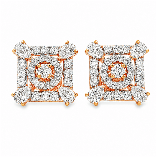 Lab-Grown Diamond Square Halo Stud Earrings