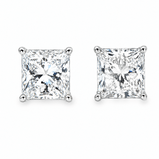 3.20 CTW Lab-Grown Princess Diamond Stud Earrings