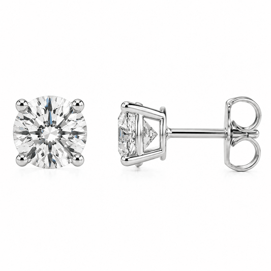 1.50 CTW Lab-Grown Round Diamond Stud Earrings