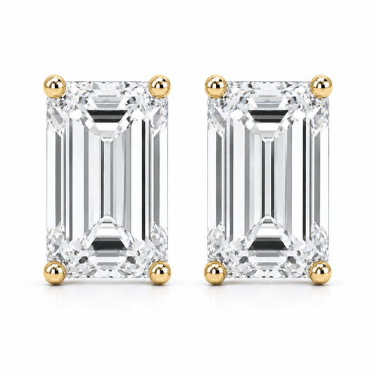 Lab-Grown Emerald-Cut Diamond Stud Earrings