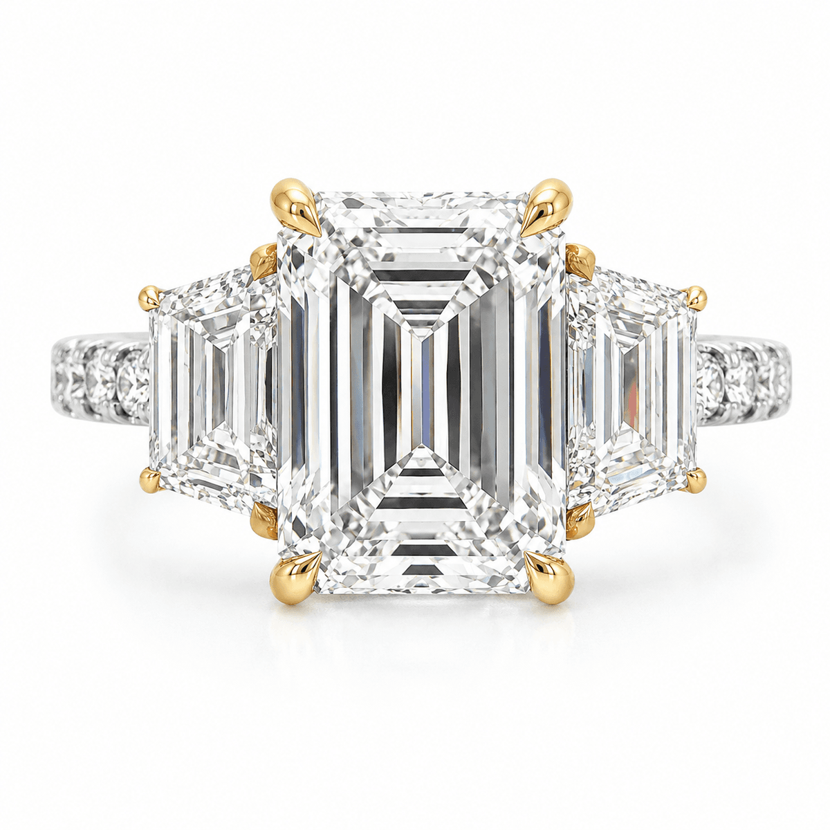 4.85 CTW Lab-Grown Emerald-Cut Three-Stone Engagement Ring