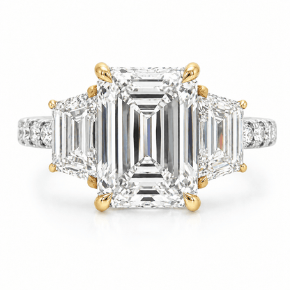 4.85 CTW Lab-Grown Emerald-Cut Three-Stone Engagement Ring