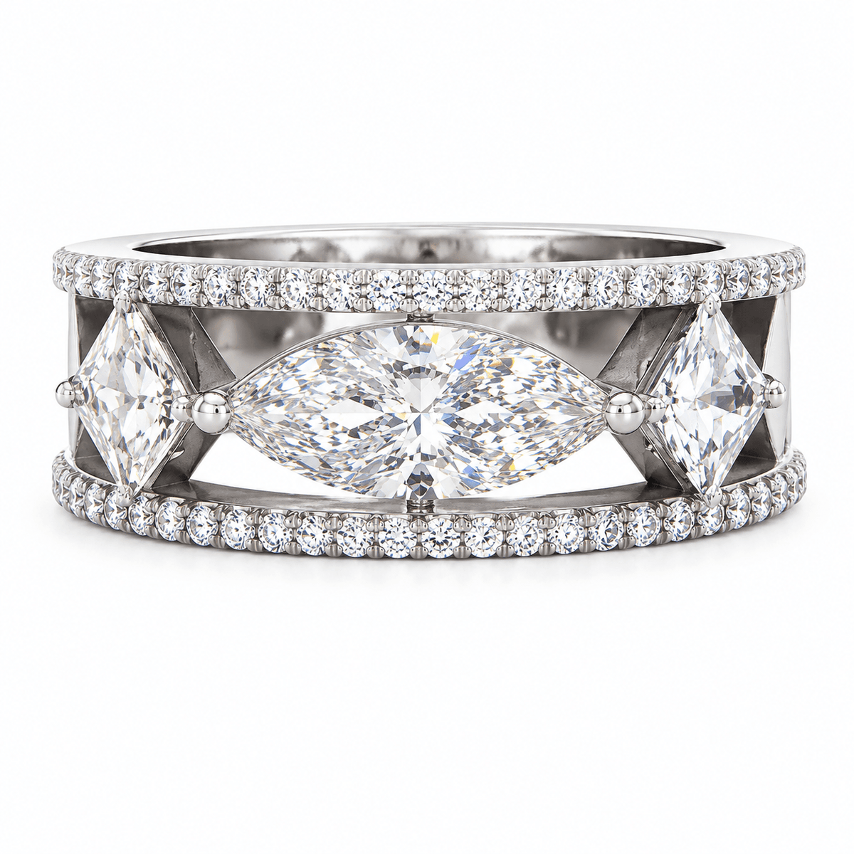 1.07 CTW Marquise Diamond & Pink Sapphire Band